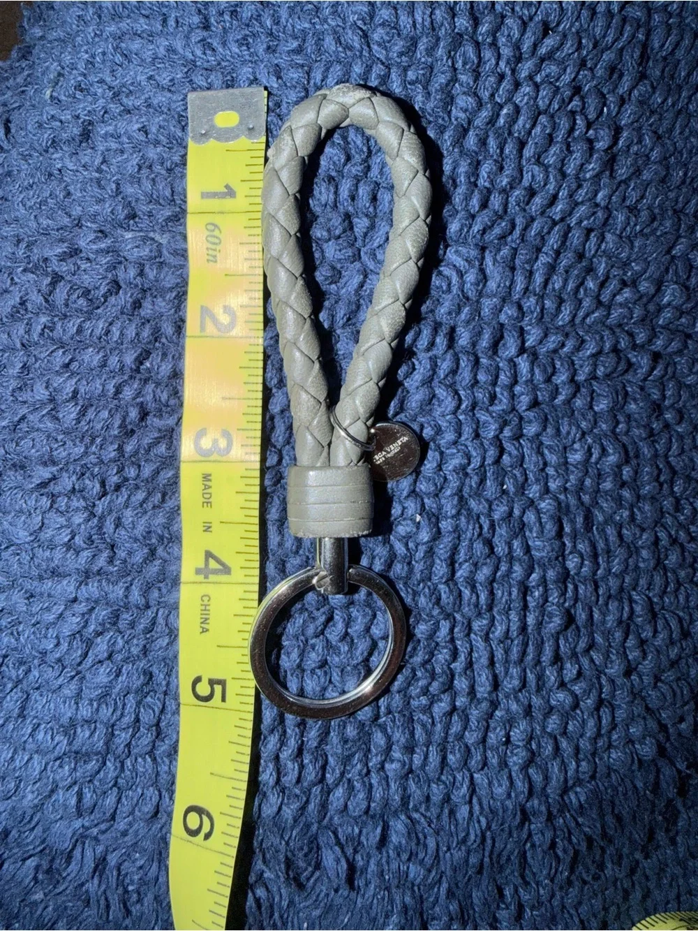 Bottega Veneta Unisex Gray Braided Key Loop/Chain, Bag Charm, ID Badge